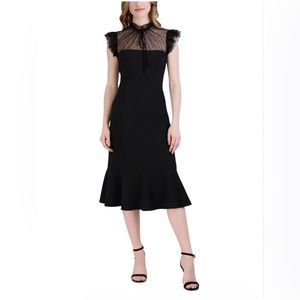 Julia Jordan Ruffle Illusion Yoke Princess Seam Fit & Flare Dress